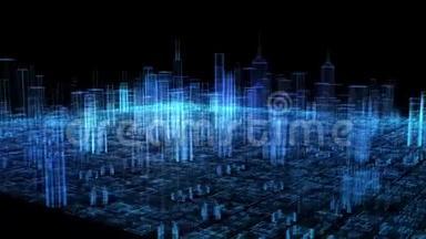 数字城市。 三维技术概念。 三维动画。