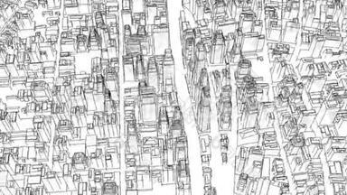 概述城市概念。 3D插图<strong>视频</strong>.