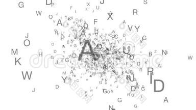 字母运动排版背景。 字母摘要三维运动在纸背景。 英文字母表的飞行字母