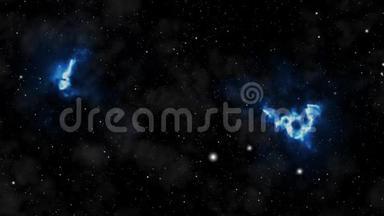 恒星和星系。 可循环使用。 五彩斑斓。 多彩的空间背景：星云，星星，彗星.. 发光的星系和恒星