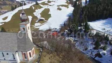 教堂，<strong>滑雪</strong>场Dienten Hochkonig，奥地利阿尔卑斯山冬季