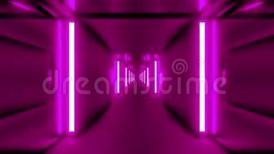 干净的粉红色隧道走廊与玻璃窗户，三维插图运动背景，现场壁纸运动设计俱乐部视觉