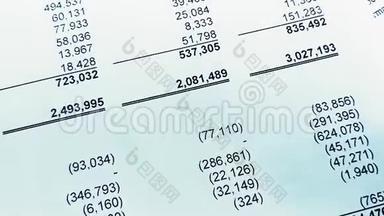 公司财务报表报表中的收入和利润统计。
