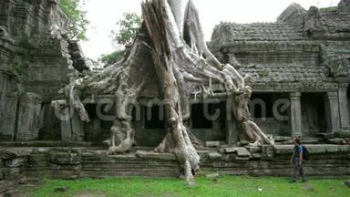 背包旅行异国情调的前汗寺，吴哥，柬埔寨