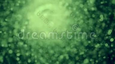 运动图形背景。 绿色粒子向各个方向运动，受湍流影响。 三维渲染。 4kUHD
