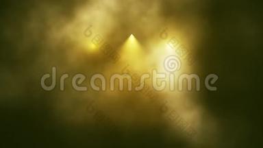 黄金舞台灯光和烟雾介绍标志背景