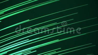 美丽的光光子运行快速绿色。 数字设计理念。 发光线条的循环动画