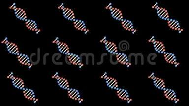 许多DNA螺旋分子旋转在空间无缝环动画背景<strong>新品</strong>质美丽<strong>自然</strong>健康凉爽