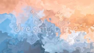 动画背景无缝环视频-水彩花效果-红蓝，三文鱼粉和桃橙色彩龙彩