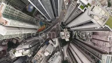 从香港城市住宅<strong>高楼</strong>的飞钻空中<strong>俯瞰</strong>。