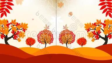 秋天落叶视频运动图形动画背景循环高清