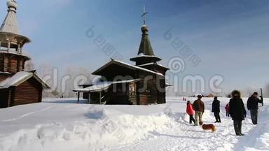 <strong>俄罗斯</strong>雪橇和旧木制<strong>教堂</strong>，<strong>俄罗斯</strong>