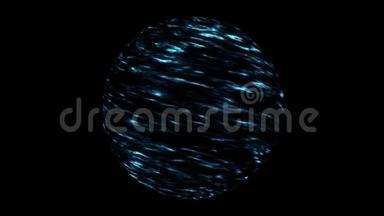 抽象动画美丽的彩色霓虹灯球闪烁和旋转的黑色背景。 动画。 3d