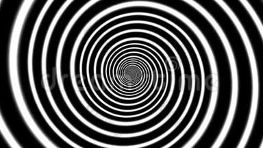 抽象背景有无尽的黑白螺旋，催眠螺旋，黑白催眠螺旋