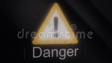 动画挤压危险符号。 头骨标志，核危险标志，警告标志。 警告标记动画