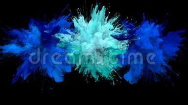 蓝色青色爆炸-多种彩色烟雾爆炸流体粒子α