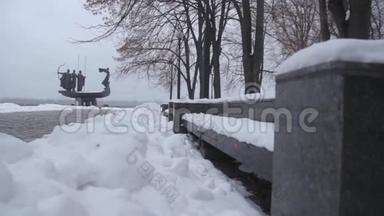基辅创始人纪念碑。 冬天。 乌克兰