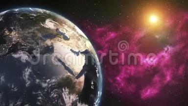 地球旋转，世界旋转，完全旋转-现实行星旋转360度。 美国宇航局提供的这幅图像的元素