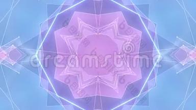 抽象对称蓝粉星形网亮云动画背景新质量动态技术