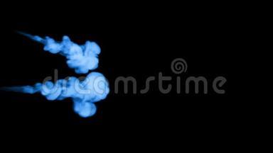 荧光蓝墨水溶解在水中的黑色背景与卢马哑光。 3D渲染V13很多流