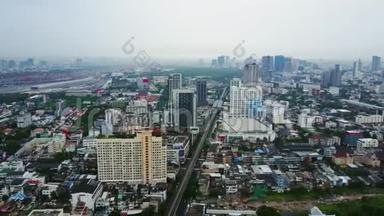 大城市摩天大楼的<strong>俯视</strong>图。 泰国亚洲城市景观。 泰国现代城市的<strong>俯视</strong>图