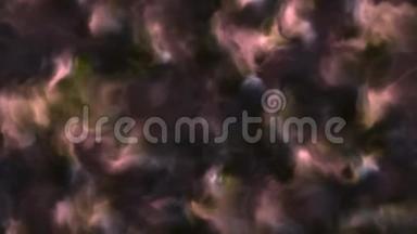 太空星云中暴风雨般柔软蓬松的粉红色和黄色云的4k视频，缓慢移动，形成和溶解，4k，3840p