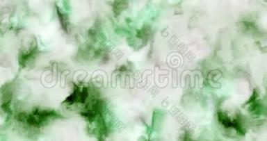 可循环的4k视频乳白色绿色云在太空星云中，缓慢移动，形成和溶解，4k，4096p，24fps