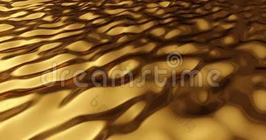 抽象的运动，金色的闪光波，像物质流动，金色的金属背景