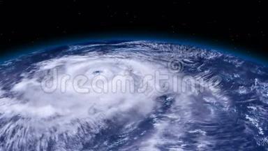 飓风风暴<strong>龙</strong>卷风从太空飞过地球，<strong>卫</strong>星视角。