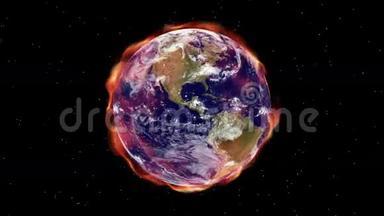 全球变暖的热辐<strong>射光</strong>环笼罩着地球的空间-地球Aura007HD