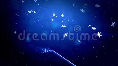 美丽的3d雪花在蓝色背景下在空中飞舞。 用作圣诞、新年<strong>贺卡</strong>或<strong>冬季</strong>动画