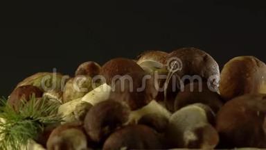 森林蘑菇。 囚犯。 天然产物。 Delicacy Rotation。 4K.
