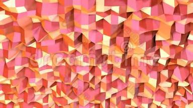抽象简单的粉红色橙色低聚三维表面作为迷幻背景。 软几何低聚运动背景