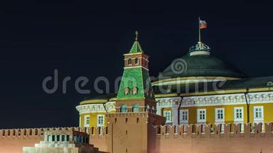 莫斯科红场、<strong>列宁</strong>陵墓和俄罗斯政府大楼夜景