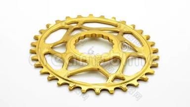 金色椭圆形自行车链条齿轮
