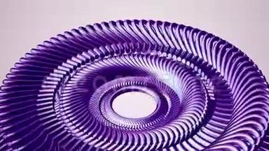 流体运动旋转紫色金属链眼圈无缝环动画3运动图形背景新质量