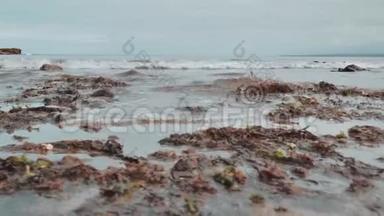 西班牙北部野生大西洋海岸，带有<strong>北欧风</strong>格自然环境的岩石和沙子