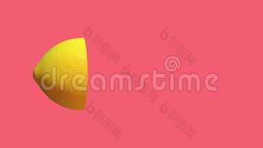 黄色柠檬，3D动画视频关于活珊瑚背景