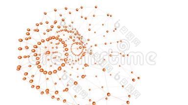 抽象橙色挥动三维网格或网格的脉动几何物体。 用作抽象背景。 橙色