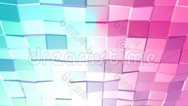 抽象简单的蓝色粉红色低聚三维表面作为创意背景。 软几何低聚运动背景