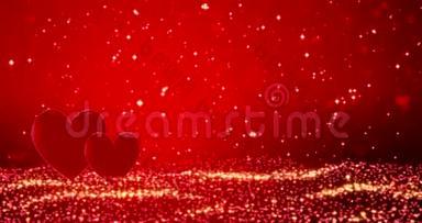 红色闪光的节日背景与波克灯。 庆祝节日及周年纪念的概念