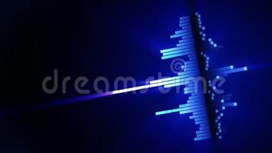 音频蓝波动画.. 均衡器发出的声波。 脉冲音乐播放器。 未来式数字声波概念.. 循环背景。