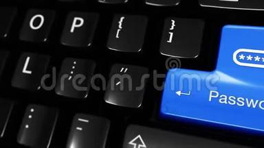 密码移动运动的电脑键盘按钮与文字和图标.