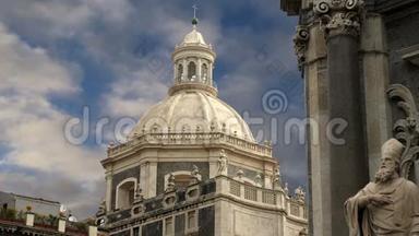 卡塔尼亚<strong>天主教堂</strong>。 西西里，意大利南部。 巴洛克式建筑。 联合国教科文组织世界遗产遗址