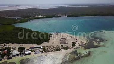 博内尔岛<strong>加</strong>勒比海风湖Sorobon航空无人机顶景4KU HD<strong>视频</strong>