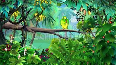 丛林里的绿鹦鹉