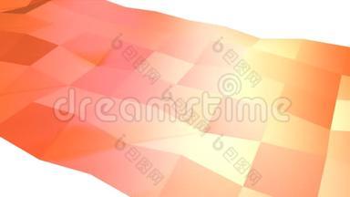 抽象简单的粉红色橙色低聚三维表面作为抽象简单的背景。 软几何低聚运动背景