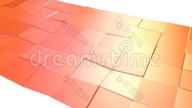 抽象简单的粉红色橙色低聚三维表面作为卡通背景。 软几何低聚运动背景