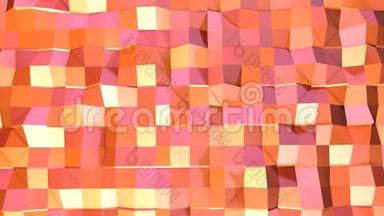 抽象简单的粉红色橙色低聚三维表面作为背景。 移动纯软几何低聚运动背景