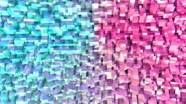 抽象简单的蓝色粉红色低聚三维表面作为企业背景。 软几何低聚运动背景